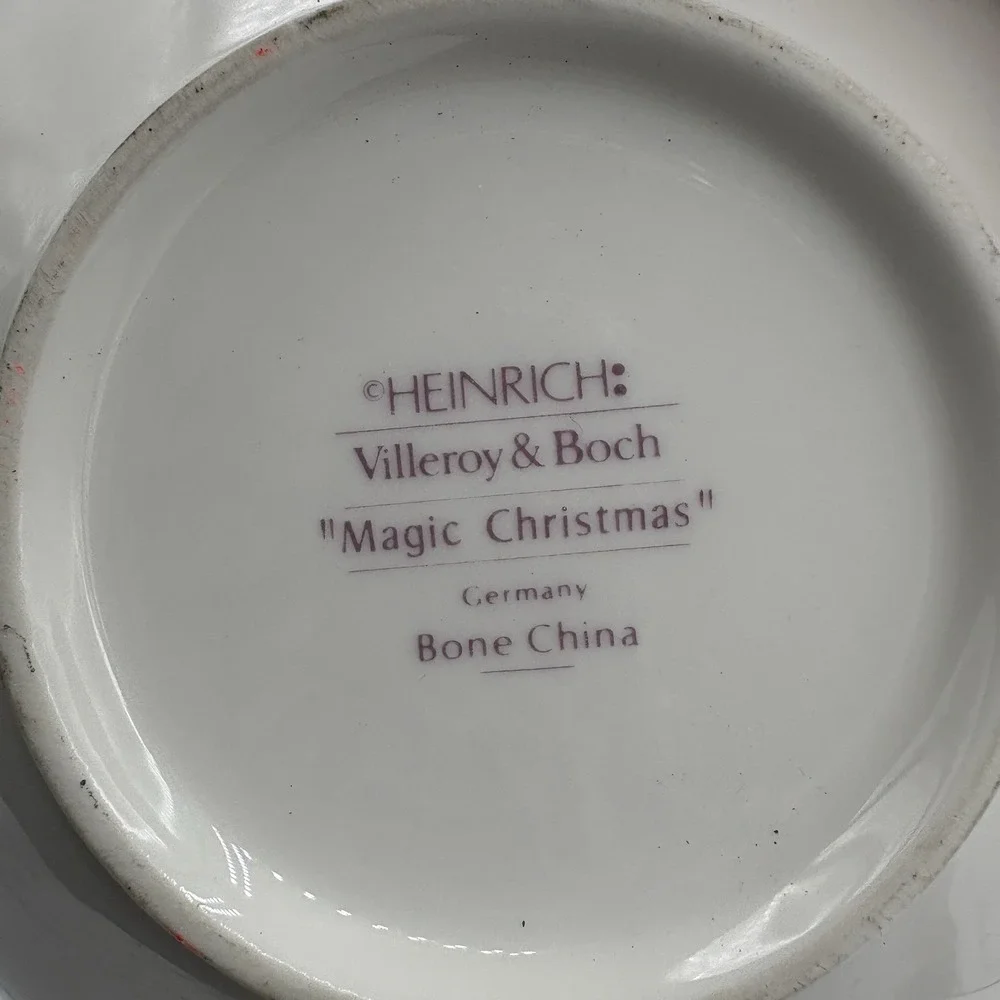 Villeroy & Boch Heinrich Trinket Jewelry Bowl Box China Magic Christmas‎ Red Bow